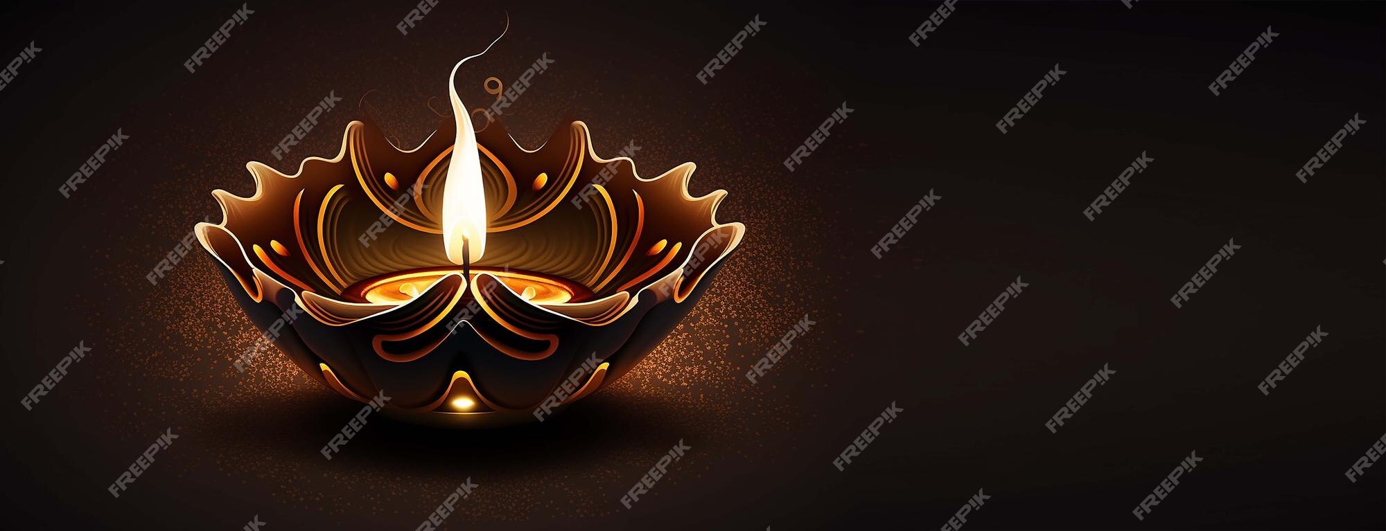 Premium Photo | Happy diwali illustration of diwali diya generative ai