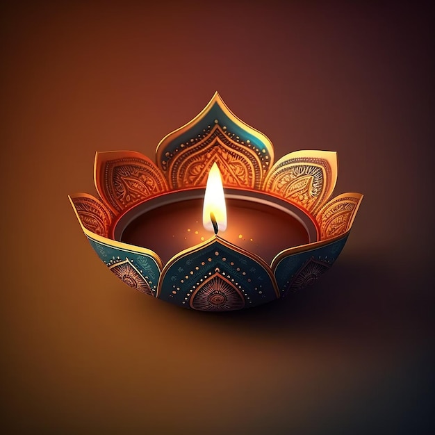 Happy Diwali Illustration of Diwali Diya generative ai