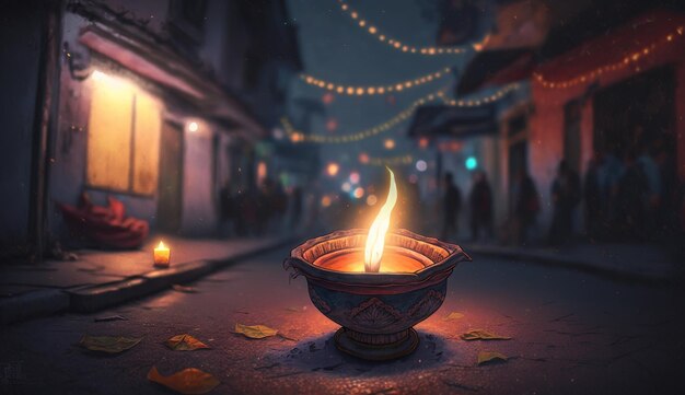 Happy Diwali Illustration of Diwali Diya generative ai