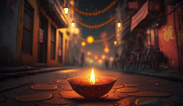 Happy Diwali Illustration of Diwali Diya generative ai