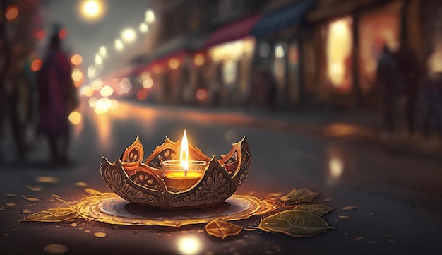 Happy Diwali Иллюстрация Diwali Diya генеративного ИИ