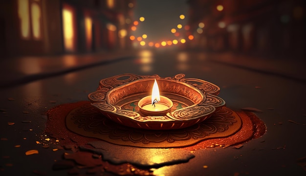 Happy Diwali Illustration of Diwali Diya generative ai