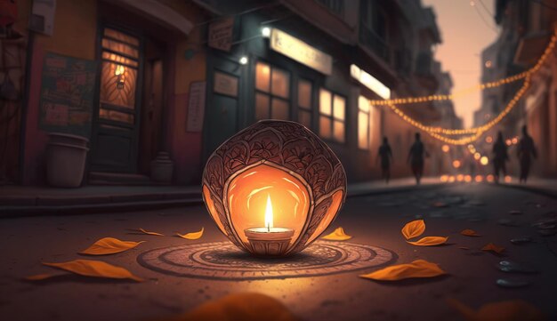 Happy diwali illustration of diwali diya generative ai