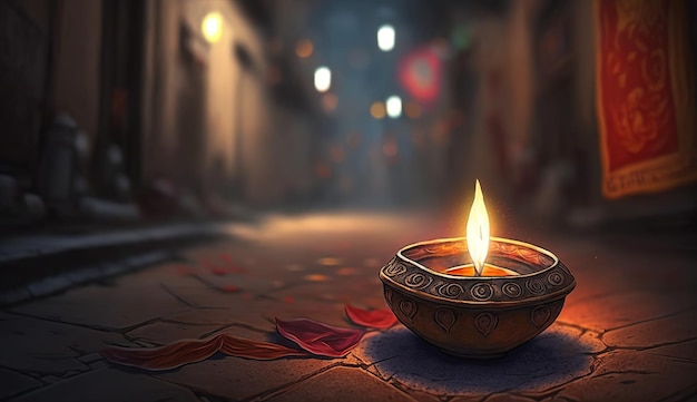 Happy Diwali Diwali Diya 생성 ai의 그림