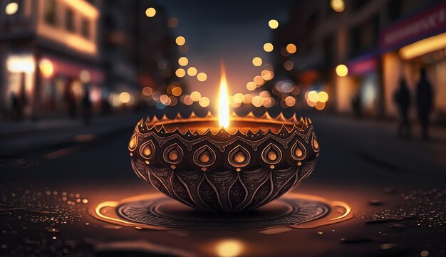 Happy Diwali Illustration of Diwali Diya generative ai