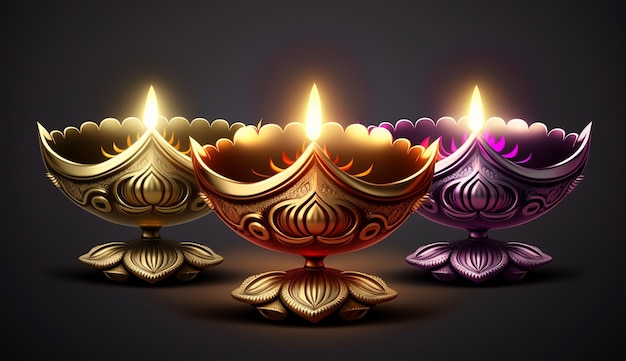 Happy Diwali Illustration of Diwali Diya generative ai