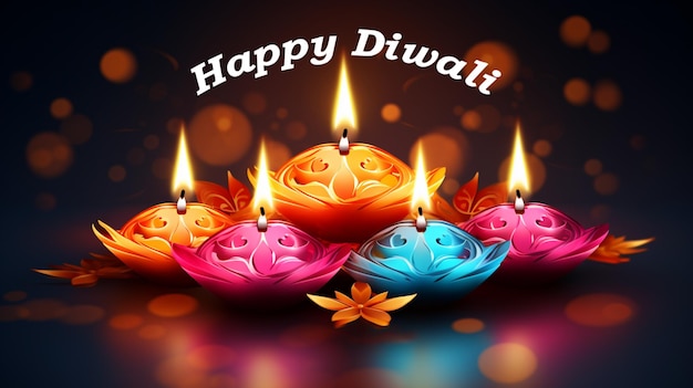 Happy Diwali Diwali Diya 생성 ai의 그림
