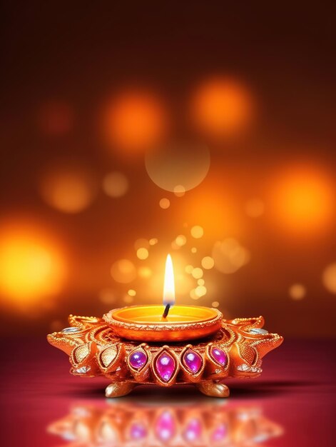 Foto happy diwali indian deepavali festival indù delle luci modello di biglietto di auguri per le vacanze ai generativa