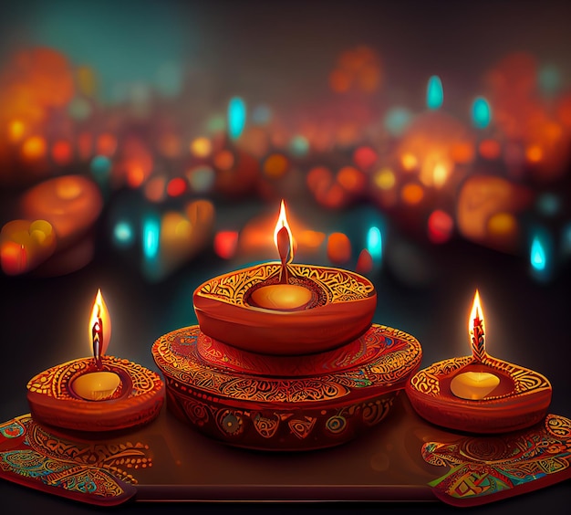 Happy diwali indian festival background with candles diwali day happy diwali day