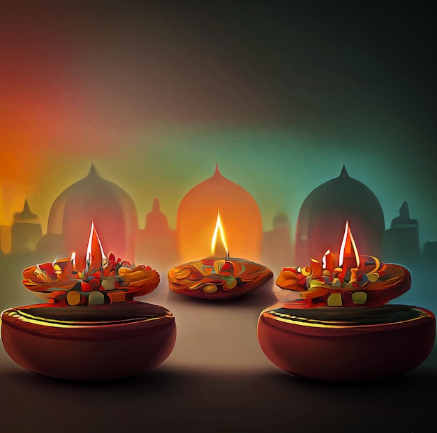 Happy diwali indian festival background with candles diwali day happy diwali day