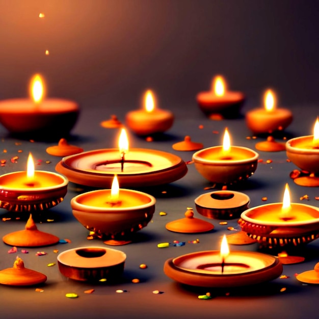 happy diwali indian festival background with candles diwali day