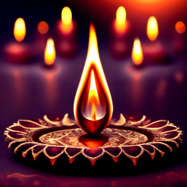 счастливый дивали индийский фестиваль фон со свечами день дивали