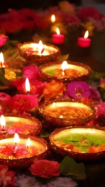 Foto felice diwali sfondo del festival indiano con candele diwali giorno