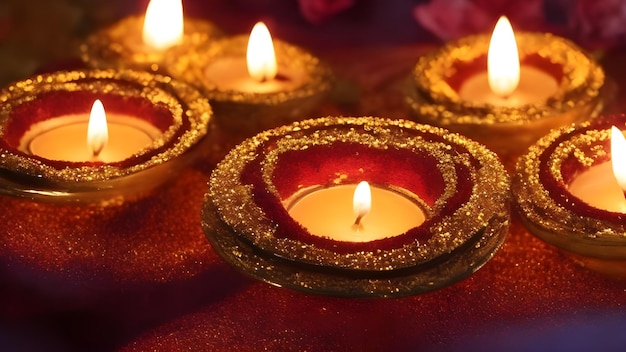 Photo happy diwali indian festival background with candles diwali day