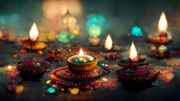 Happy diwali indian festival background with candles