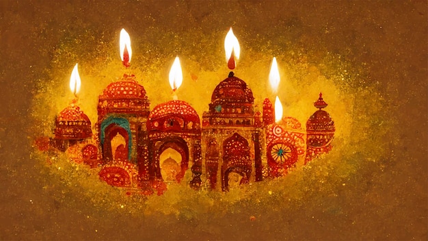 Happy diwali indian festival background with candles