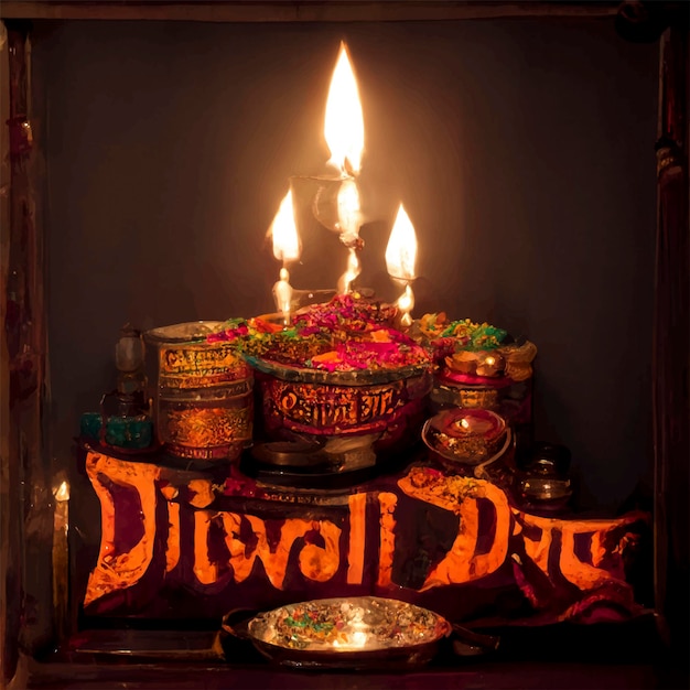 Счастливый индийский фестиваль дивали фон со свечами