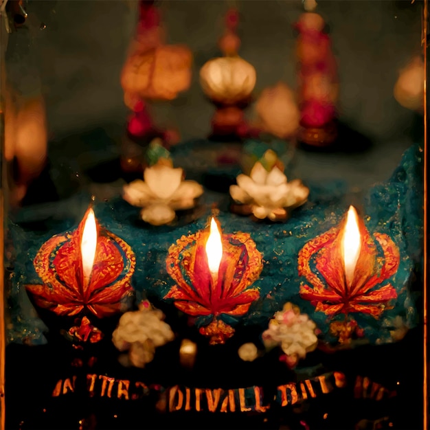 Happy diwali indian festival background with candles