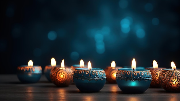 Happy Diwali Indian festival of lights Diwali symbolizes the victory of light over darkness of good over evil and knowledge over ignorance banner copy space background text