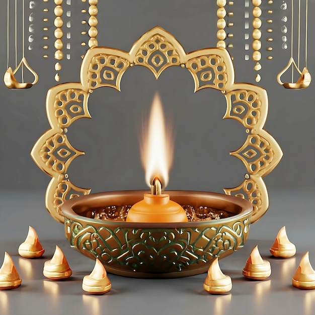Happy Diwali lamp licht kleurrijke banner sjabloon ontwerp met decoratieve Diya lamp