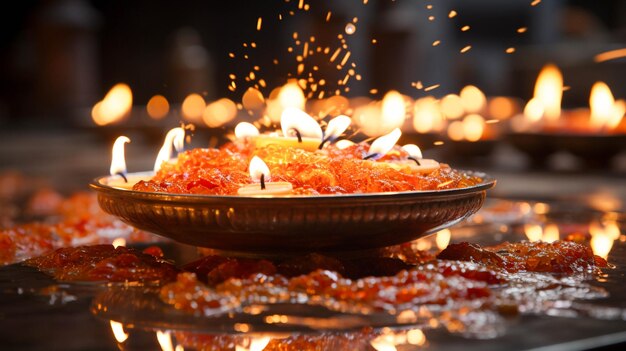 인도 거리에서 행복한 디발리 오일 램프 빛과 장식의 축제