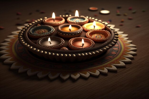 Фото Счастливый дивали или дипавали традиционный индийский фестиваль с глиняной масляной лампой дия индийский индуистский фестиваль