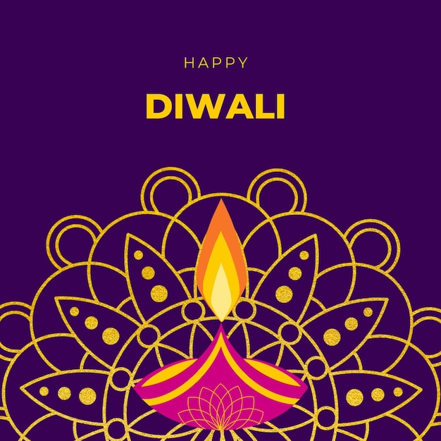 happy diwali poster with light