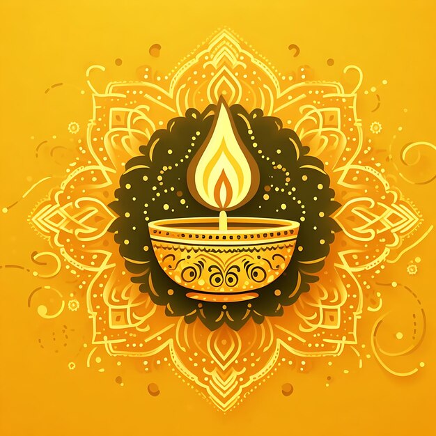 Happy diwali simple yellow decorative card design