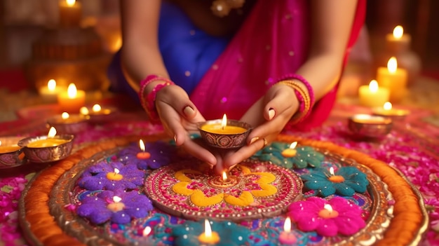 Happy Diwali A traditional Indian festival Diwali festival holiday design Generative Ai