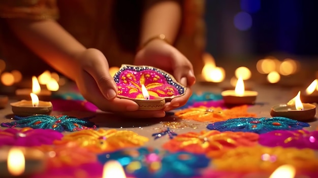 ハッピーディワリ インドの伝統的なお祭りディワリ祭ホリデー デザイン Generative Ai