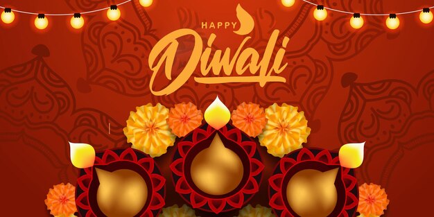 Happy Diwali traditional Indian festival greeting card with ornament background