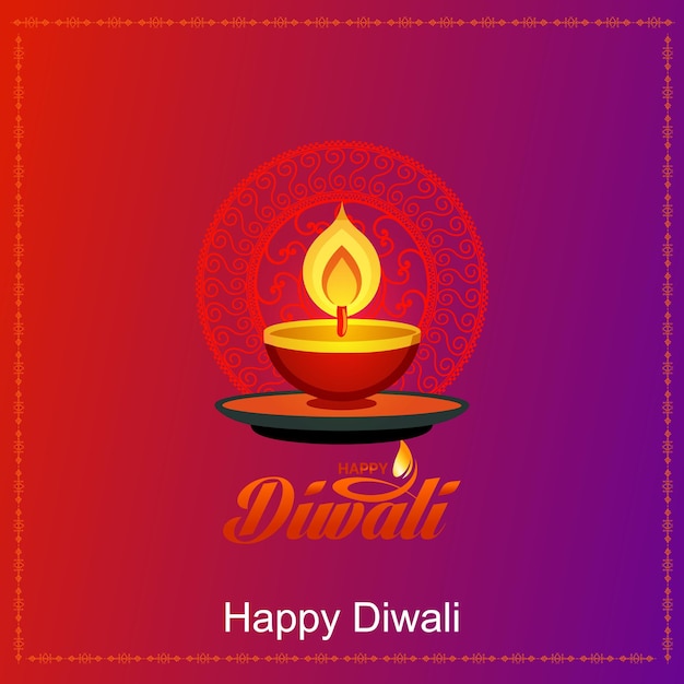 Happy diwali vector illustration Festive diwali card Design template with lamp golden lights