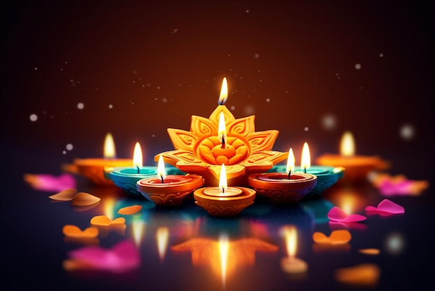 Happy Diwali vector illustration Festive Diwali and Deepavali card The Indian festival of lights