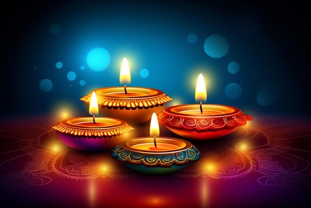 Happy Diwali vector illustration Festive Diwali and Deepavali card The Indian festival of lights