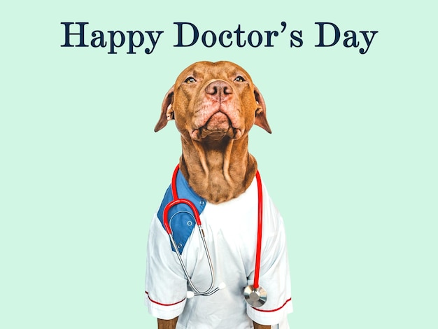 Happy Doctor's day Lovable pretty puppy Closeup