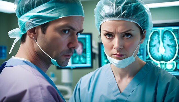 医師の日おめでとう手術室の男性と女性のポスター