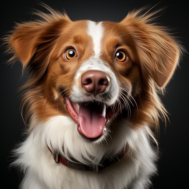 孤立した背景の幸せな犬