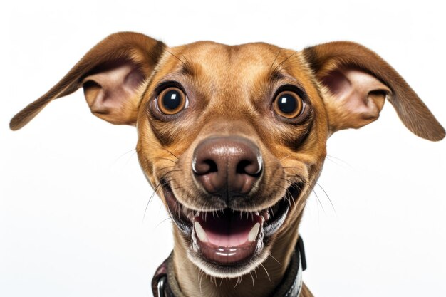 Photo happy dog portrait looking front