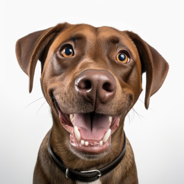 Photo happy dog portrait looking front