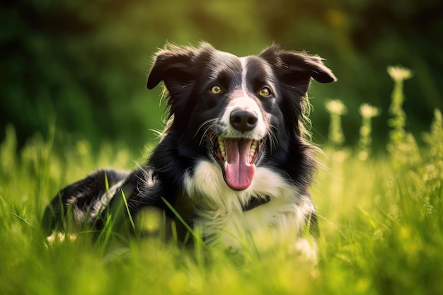 幸せな犬の肖像画