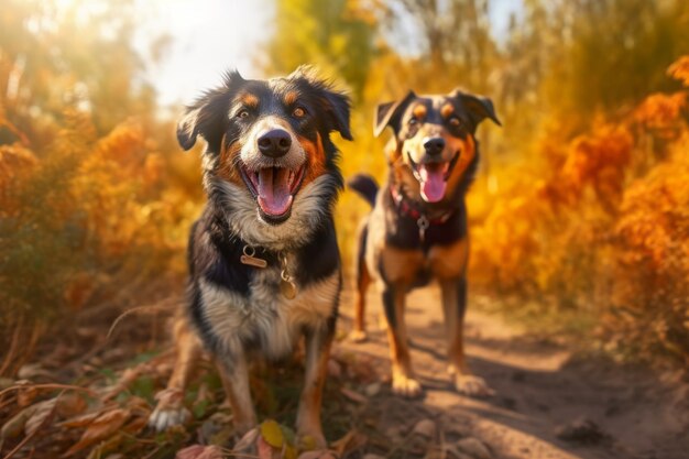 Happy dogs Created with generative AI technology