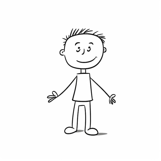 Happy drawing cartoon sketch white background image Ai generated art