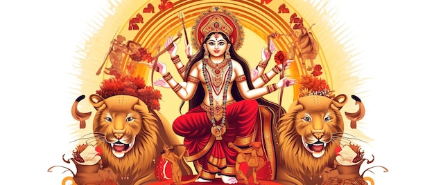 Happy Durga puja Durga mata with colorful background