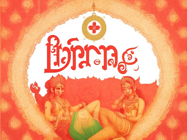 Happy Durga Puja greeting card Bangla typograph