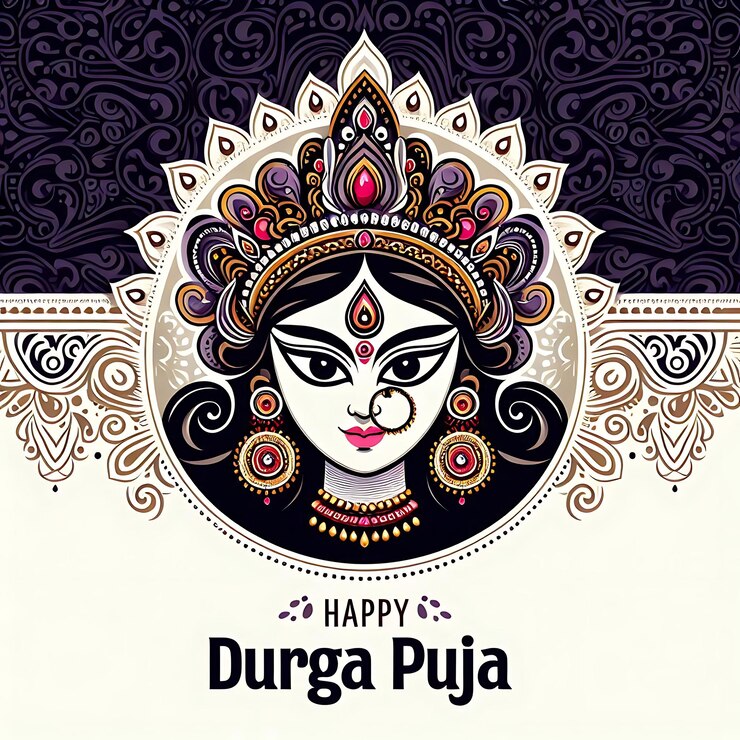Photo happy durga puja indian festival beautiful background art