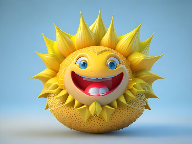 Happy Durian with smiling face 3D illustration 3D rendering generated ai