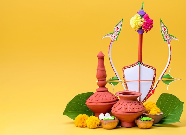 Foto felice celebrazione di dussehra con accessori