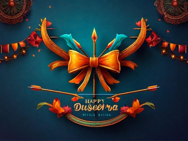 Foto happy dussehra festival 3d illustrazione creative annunci sui social media