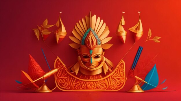 Happy Dussehra festival background with arrow and bow design
