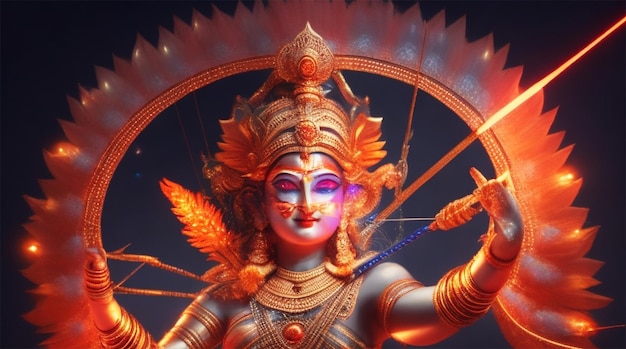 Happy Dussehra festival with glowing light effect